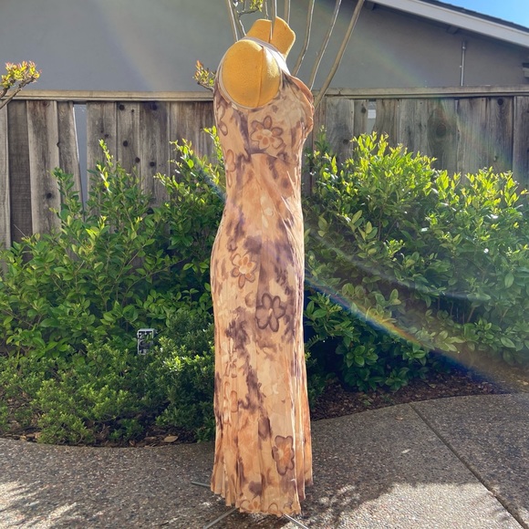 Benjamin A | Y2K Tan Cowl Neckline Maxi Dress - Picture 2 of 8